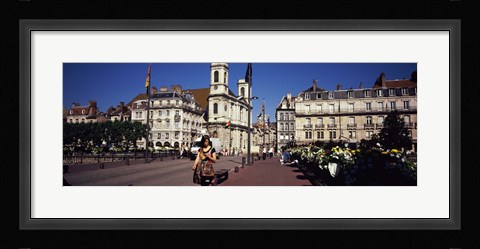Framed Buildings along a street, Besancon, Franche-Comte, France Print