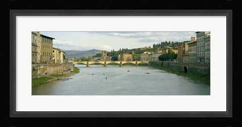 Framed Bridge across a river, Ponte Alle Grazie, Arno River, Florence, Tuscany, Italy Print