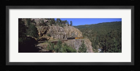 Framed Train moving on a railroad track, Durango And Silverton Narrow Gauge Railroad, Silverton, San Juan County, Colorado, USA Print