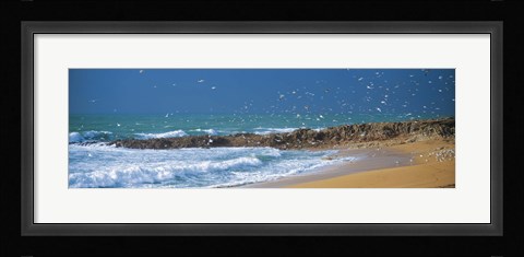 Framed Waves breaking on the coast, Morbihan, Brittany, France Print