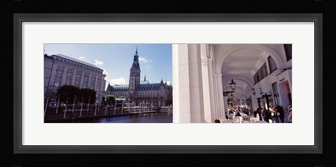 Framed Town hall at the waterfront, Alsterarkaden, Alster Lake, Hamburg, Germany Print