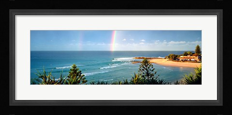 Framed Rainbow over the sea Print