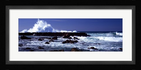 Framed Waves breaking on the coast Print