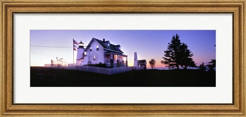 Framed Lighthouse at a coast, Pemaquid Point Lighthouse, Pemaquid Point, Bristol, Lincoln County, Maine, USA Print