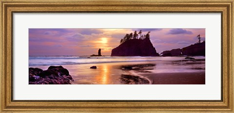 Framed Sunset at Second Beach, Olympic National Park, Washington State Print