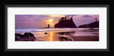 Framed Sunset at Second Beach, Olympic National Park, Washington State Print