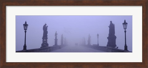Framed Statues and lampposts on a bridge, Charles Bridge, Prague, Czech Republic Print