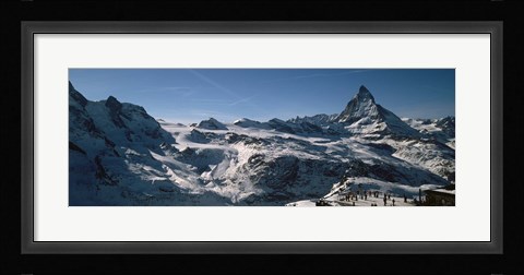 Framed Skiers on mountains in winter, Matterhorn, Switzerland Print