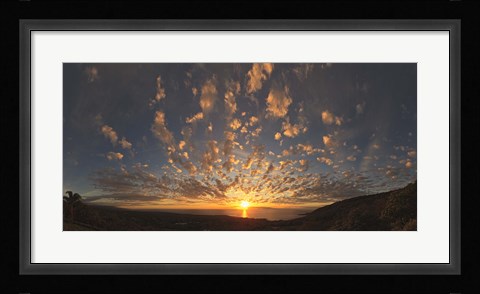 Framed Sunset over the Pacific ocean, Kealakekua Bay, Kona Coast, Kona, Hawaii, USA Print