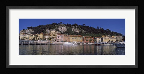 Framed Boats docked at a port, English Promenade, Nice, Alpes-Maritimes, Provence-Alpes-Cote d'Azur, France Print