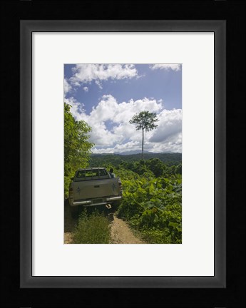Framed Truck a dirt road, Malao, Big Bay Highway, Espiritu Santo, Vanuatu Print