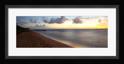 Framed Sunrise over an ocean, Waipouli Beach, Kauai, Hawaii, USA Print