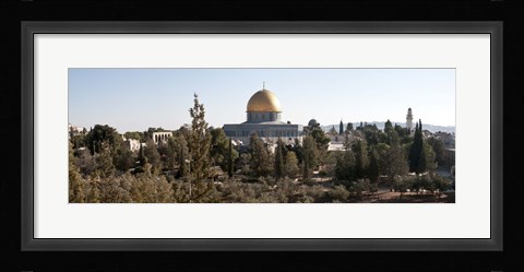 Framed Trees with mosque in the background, Dome Of the Rock, Temple Mount, Jerusalem, Israel Print