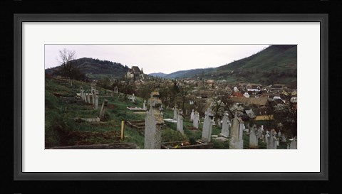 Framed Tombstones in a cemetery, Saxon Church, Biertan, Sibiu County, Transylvania, Romania Print
