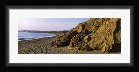 Framed Rock formations on the beach, Chios Island, Greece Print