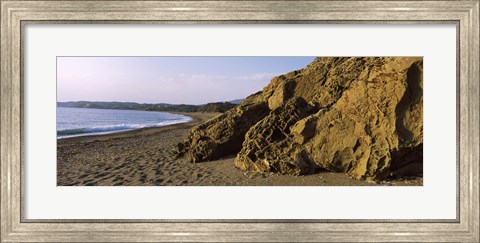 Framed Rock formations on the beach, Chios Island, Greece Print