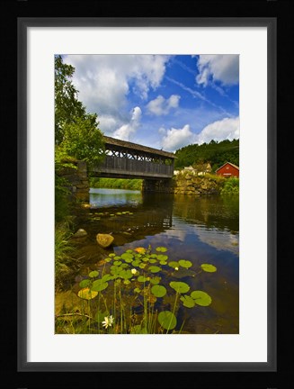 Framed Covered bridge across a river, Vermont, USA Print