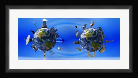 Framed Earth with circle of props Print