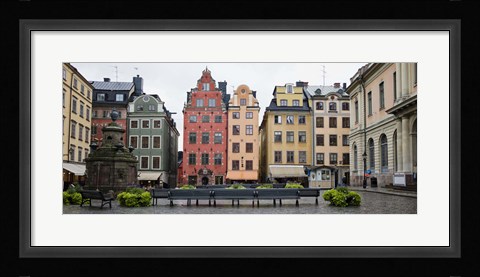 Framed Benches at a small public square, Stortorget, Gamla Stan, Stockholm, Sweden Print