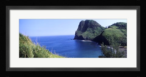 Framed High angle view of a coast, Kahakuloa, Highway 340, West Maui, Hawaii, USA Print