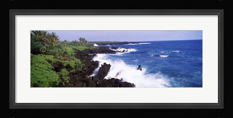Framed Rock formations at the coast, Hana Coast, Black Sand Beach, Hana Highway, Waianapanapa State Park, Maui, Hawaii, USA Print