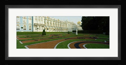 Framed Formal garden in front of the palace, Catherine Palace, Tsarskoye Selo, St. Petersburg, Russia Print