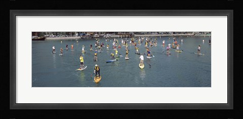 Framed Paddleboarders in the Pacific Ocean, Dana Point, Orange County, California Print