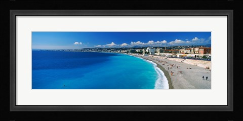 Framed Tourists on the beach, Nice, Promenade Des Anglais, Provence-Alpes-Cote d'Azur, France Print
