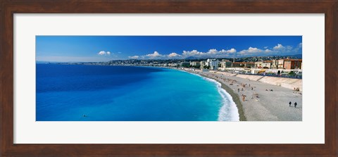Framed Tourists on the beach, Nice, Promenade Des Anglais, Provence-Alpes-Cote d&#39;Azur, France Print