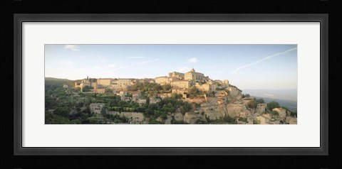 Framed Hilltop village, Gordes, Vaucluse, Provence-Alpes-Cote d'Azur, France Print