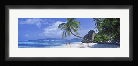 Framed Couple walking on the beach, Anse Source d'Argent, La Digue Island, Seychelles Print