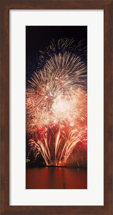 Framed Fireworks display against night sky Print
