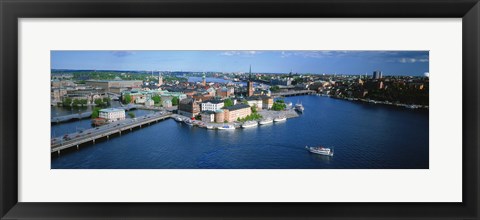 Framed Aerial view of an island, Riddarholmen Island, Riddarfjarden, Stockholm, Sweden Print