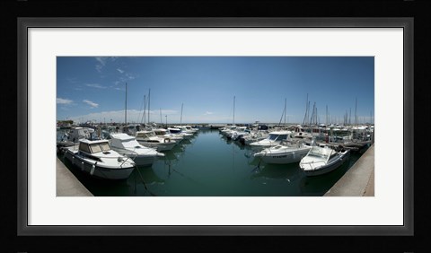 Framed Boats docked in the small harbor, Provence-Alpes-Cote d'Azur, France Print