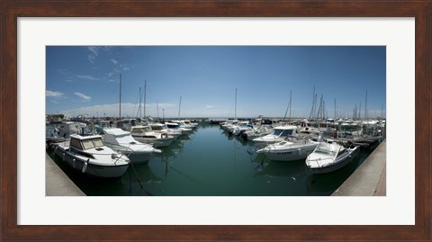 Framed Boats docked in the small harbor, Provence-Alpes-Cote d&#39;Azur, France Print