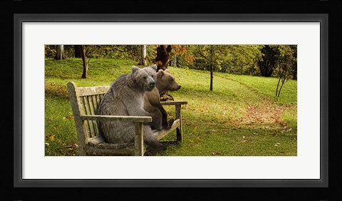 Framed Bears sitting on a bench Print
