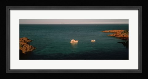 Framed Boats in the sea, Esterel Massif, French Riviera, Provence-Alpes-Cote d'Azur, France Print