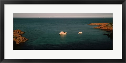 Framed Boats in the sea, Esterel Massif, French Riviera, Provence-Alpes-Cote d&#39;Azur, France Print