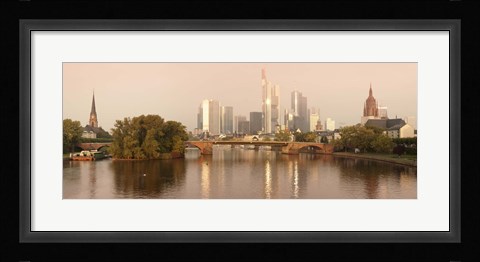 Framed City at the waterfront, Main River, Frankfurt, Hesse, Germany Print