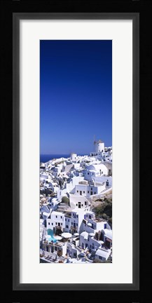 Framed Aerial view of houses in a town, Oia, Santorini, Cyclades Islands, Greece Print
