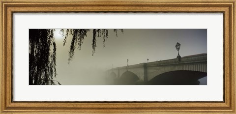Framed Putney Bridge during fog, Thames River, London, England Print