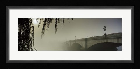 Framed Putney Bridge during fog, Thames River, London, England Print