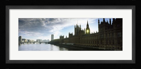 Framed Houses of Parliament at the waterfront, Thames River, London, England Print