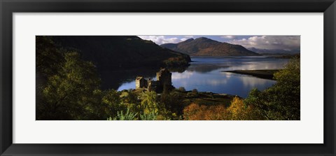 Framed Castle on a hill, Eilean Donan, Loch Duich, Highlands Region, Inverness-Shire, Scotland Print