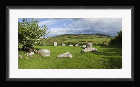 Framed Piper's Stone, Bronze Age Stone Circle (1400-800 BC) of 14 Granite Boulders, Near Hollywood, County Wicklow, Ireland Print