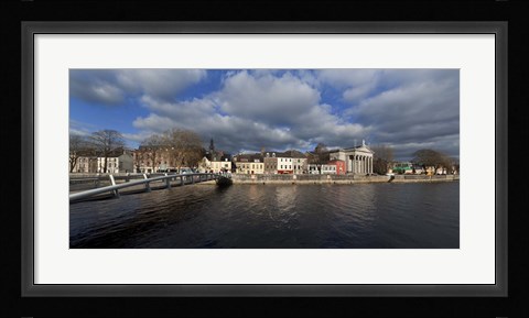 Framed Millenium Foot Bridge Over the River Lee,St Annes Church Behind, And St Mary's Church (right),Cork City, Ireland Print