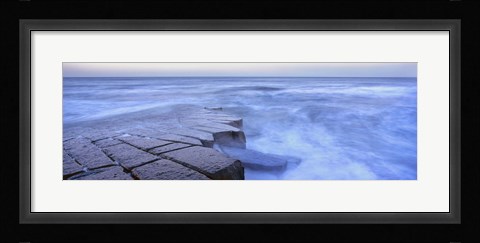 Framed Basalt rock, Berwick Upon Tweed, Scotland Print