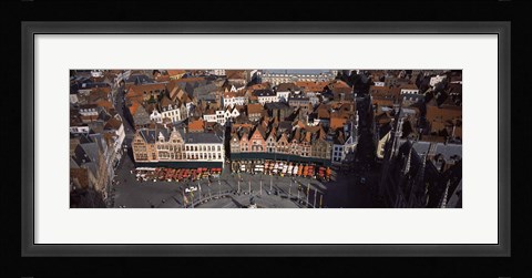 Framed Aerial view of Marktplatz from the Belfry of Bruges, Bruges, Flanders, Belgium Print