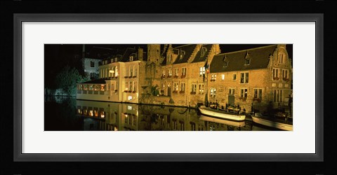 Framed Houses at the waterfront, Bruges, Flanders, Belgium Print