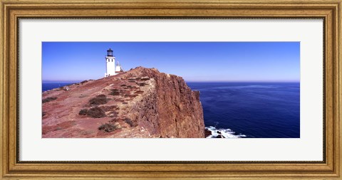 Framed Lighthouse at a coast, Anacapa Island Lighthouse, Anacapa Island, California, USA Print
